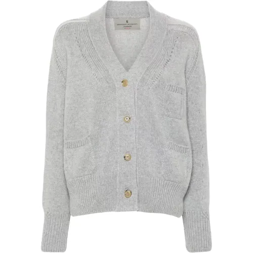 Melange Cashmere Cardigan Grey Women , female, Sizes: M - Ermanno Scervino - Modalova