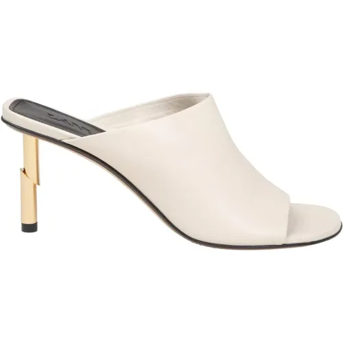 Mules in milk color leather with gold heel , female, Sizes: 3 UK, 8 UK - Lanvin - Modalova