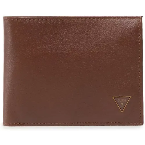 Braune Lederbrieftasche mit Kreditkartenfächern - Guess - Modalova