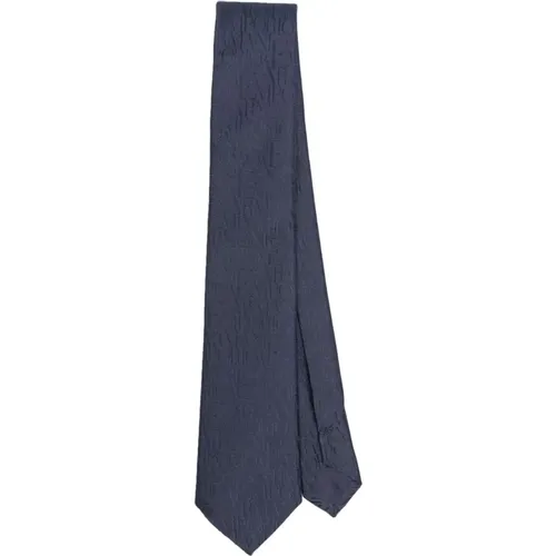 Blau Jacquard Logo Design Krawatte , Herren, Größe: L - Emporio Armani - Modalova