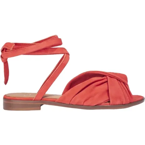 Coral Leather Flat Sandals , female, Sizes: 3 UK, 4 UK - Anaki - Modalova