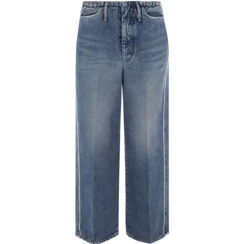 Cropped Denim Jeans mit Kontrast-Piping , Damen, Größe: W31 - Tanaka - Modalova