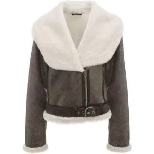 Shearling Trim Jacket with Shawl Collar , female, Sizes: S, 2XS - JW Anderson - Modalova