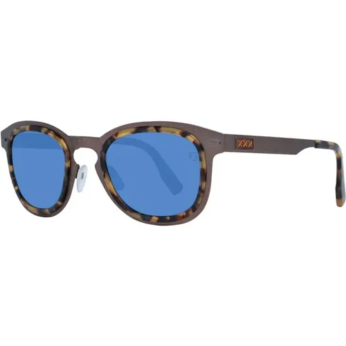 Bronzene Runde Blaue Linse Sonnenbrille - Ermenegildo Zegna - Modalova
