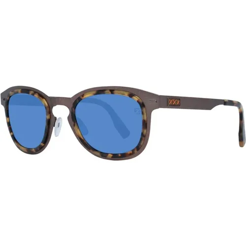 Bronzene Runde Blaue Linse Sonnenbrille , Herren, Größe: ONE Size - Ermenegildo Zegna - Modalova