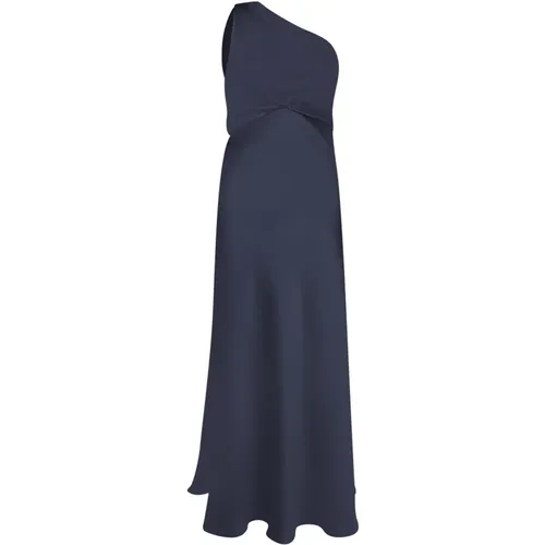 Blaues Ein-Schulter Knoten Kleid , Damen, Größe: L - Blanca Vita - Modalova