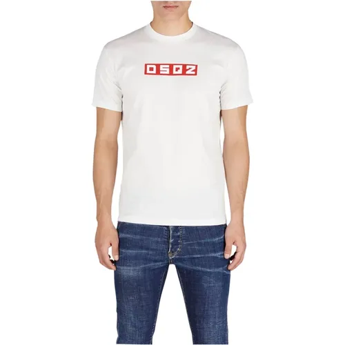 Weißes T-Shirt mit Buchstaben-Print , Herren, Größe: L - Dsquared2 - Modalova