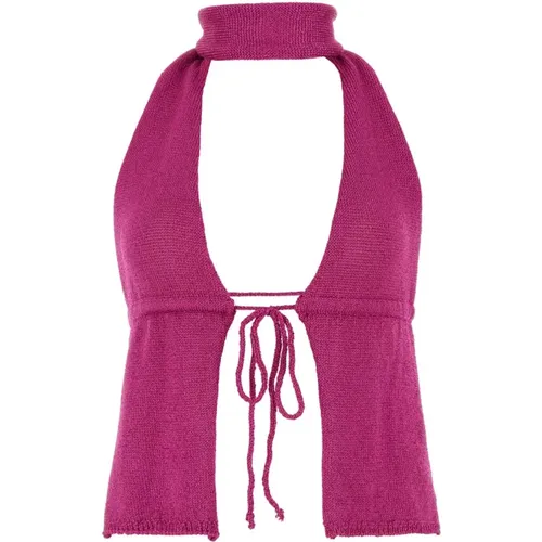 Glänzendes Fuchsia Nylon Top , Damen, Größe: XS - Gimaguas - Modalova