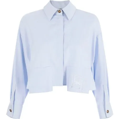 Cropped Oxford Shirt , female, Sizes: M - Elisabetta Franchi - Modalova
