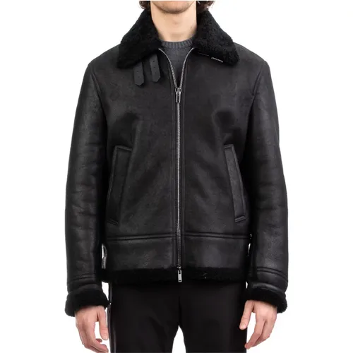 Shirt Collar Leather Jacket , male, Sizes: 2XL, XL - Tagliatore - Modalova