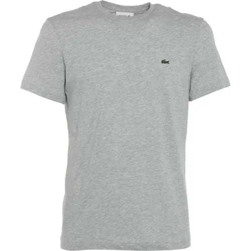 Grey Regular Fit Cotton T-shirt with Embroidered Logo , male, Sizes: XS, L, M, S - Lacoste - Modalova