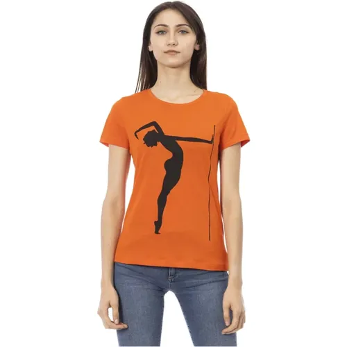 Casual T-Shirt mit Rundhalsausschnitt , Damen, Größe: M - Trussardi - Modalova