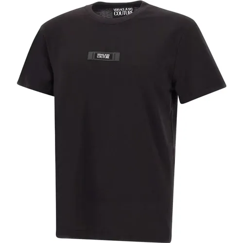 Schwarzes Baumwoll-Jersey T-Shirt Rundhals , Herren, Größe: M - Versace Jeans Couture - Modalova