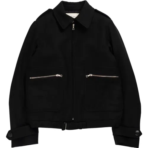 Schwarze Blouson-Jacke mit Reißverschlusstaschen - Dries Van Noten - Modalova