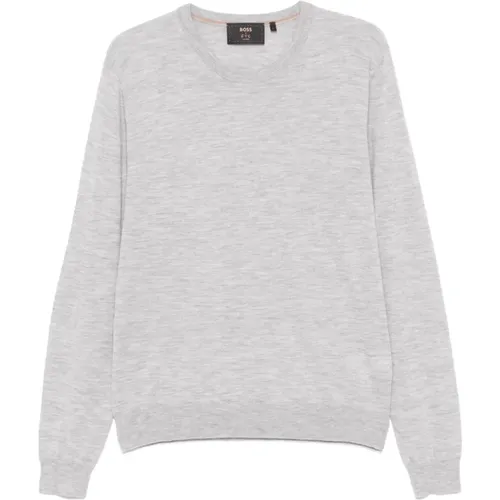 Heather Grey Cashmere Knit Sweater , male, Sizes: XL, S, L - Hugo Boss - Modalova