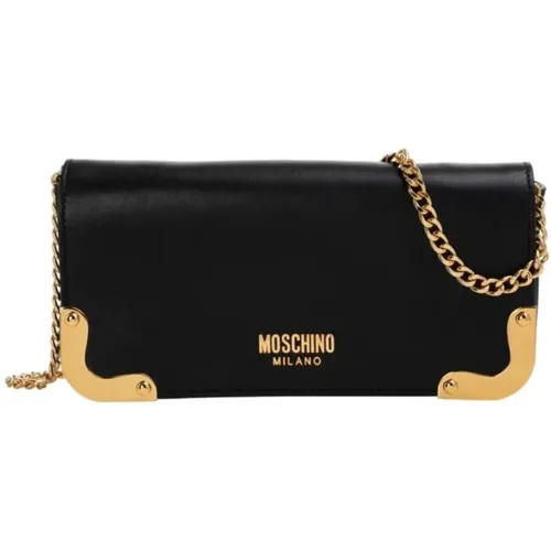 Leather Shoulder Bag with Removable Strap , female, Sizes: ONE SIZE - Moschino - Modalova