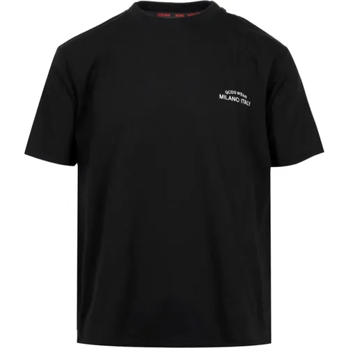 Besticktes T-Shirt mit Rundhalsausschnitt und Logo - Gcds - Modalova