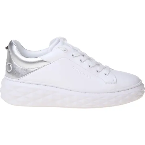 Weiße und Silberne Leder Maxi Sneakers , Damen, Größe: 37 EU - Jimmy Choo - Modalova