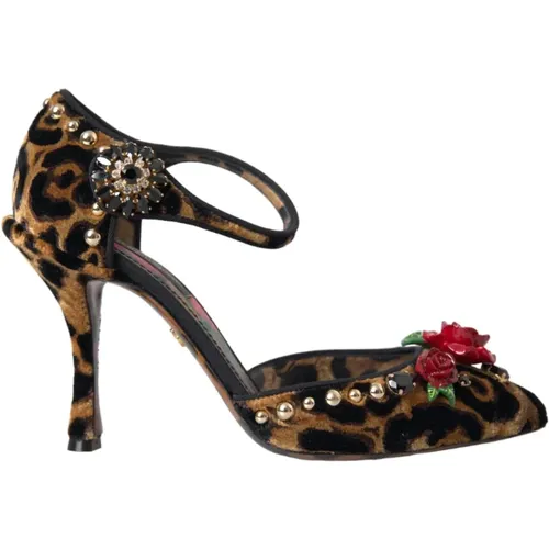 Leopardenblumen Mary Janes Pumps Schuhe - Dolce & Gabbana - Modalova