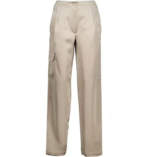 Harlow Taupe Satin Wide Leg Pants , female, Sizes: M, XS - Dante 6 - Modalova