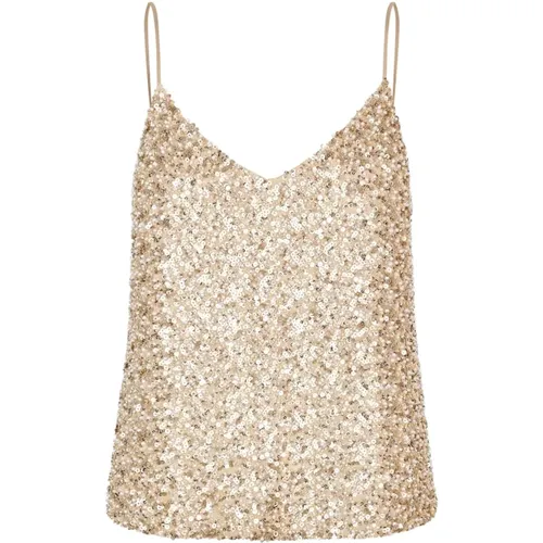 Goldenes Pailletten Mesh Camisole Top , Damen, Größe: S - Dea Kudibal - Modalova