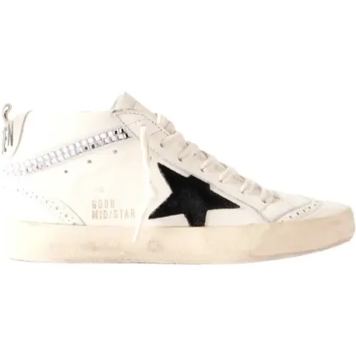 Mid Star Leather Sneakers /Black , female, Sizes: 7 UK, 6 UK, 3 UK, 5 UK - Golden Goose - Modalova