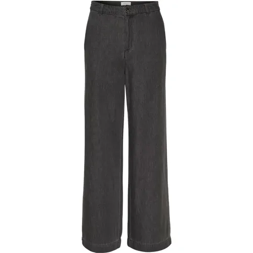 Graue Wide-Leg Denim Hose , Damen, Größe: L - Part Two - Modalova