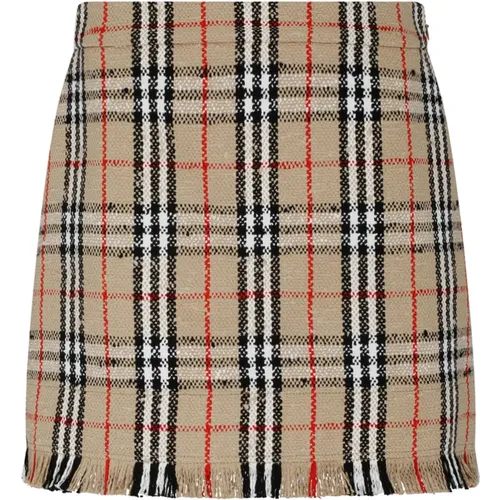Vintage Check Bouclé Mini Skirt , female, Sizes: 2XS - Burberry - Modalova