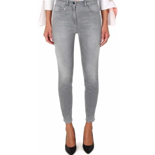 Stone Grey Skinny Jeans , female, Sizes: W30 - Elisabetta Franchi - Modalova