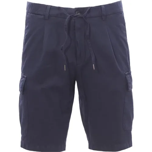 Blaue Cargo Leinen Baumwolle Shorts - Briglia - Modalova