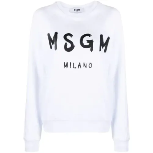 Weißes Logo-Print-Sweatshirt , Damen, Größe: M - MSGM - Modalova