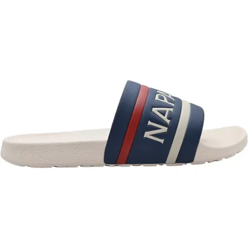 White Navy Sneakers S2Stream01 Style , male, Sizes: 8 UK - Napapijri - Modalova
