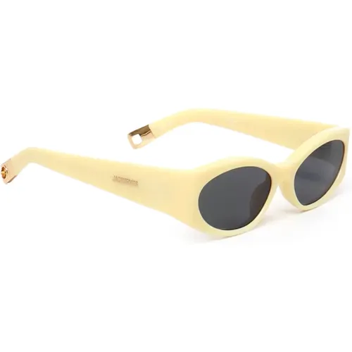 Oval Sunglasses with Golden Decorations , unisex, Sizes: ONE SIZE - Jacquemus - Modalova