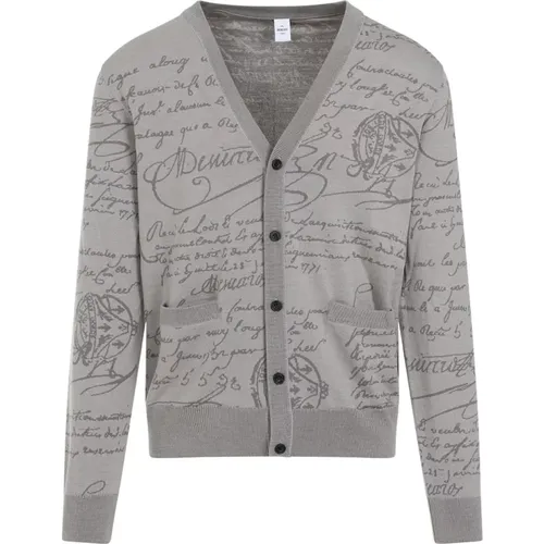 Grey Wool Cardigan V-Neckline Sweater , male, Sizes: M - Berluti - Modalova