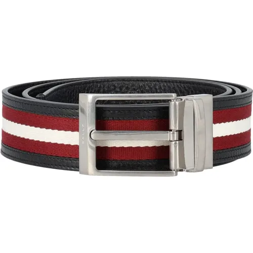 Men's Black+Red/Bone+Pall Belt Ss24 , male, Sizes: 105 CM, 100 CM - Bally - Modalova