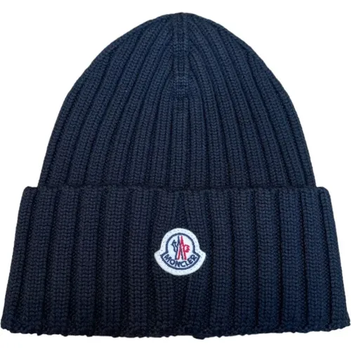 Ultrafeine Wolle Strickmütze Schwarz , unisex, Größe: ONE Size - Moncler - Modalova