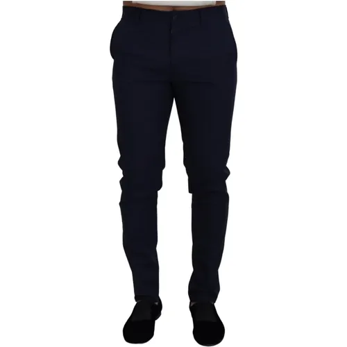 Blaue Leinen-Baumwoll-Slim-Hose Chinos , Herren, Größe: M - Dolce & Gabbana - Modalova