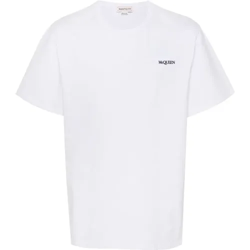 Logo Weißes T-Shirt Kurzarm Rundhals , Herren, Größe: S - alexander mcqueen - Modalova