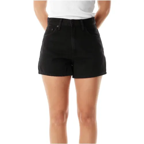 High-Waist Weitbein Denim Shorts , Damen, Größe: W24 - Nudie Jeans - Modalova