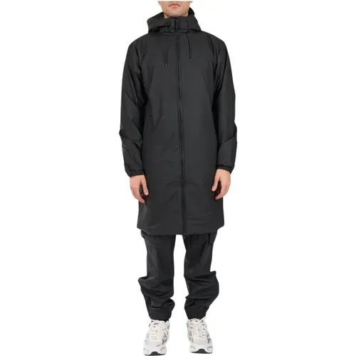 Lange Isolierte Jacke mit Kapuze , Herren, Größe: M - Rains - Modalova