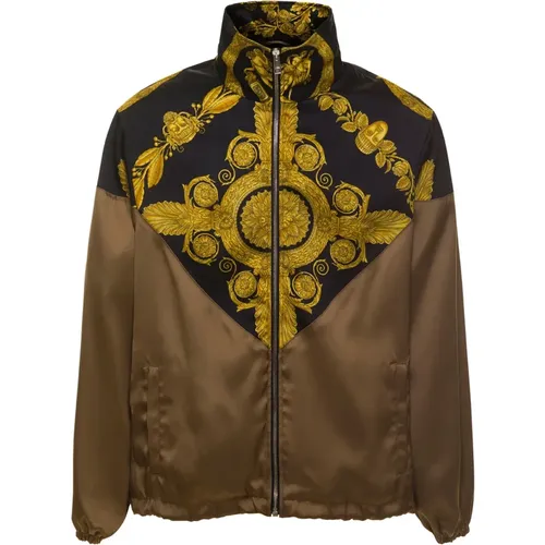 High-neck Jacket with Barocco Print , male, Sizes: M - Versace - Modalova