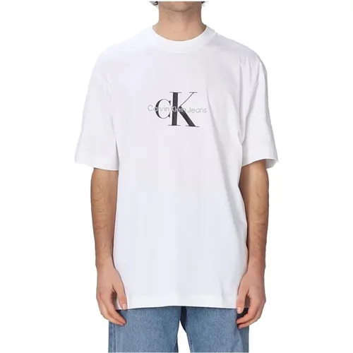 Sophisticated Oversize Monologue T-shirt , male, Sizes: XL - Calvin Klein - Modalova