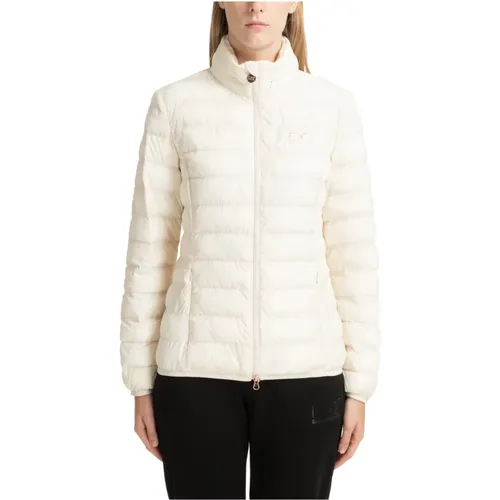 Zip Closure Plain Down Jacket Logo , female, Sizes: S - Emporio Armani EA7 - Modalova