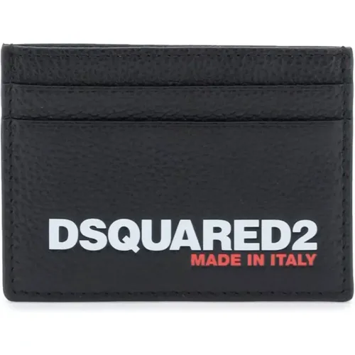 Embossed Logo Leather Cardholder , male, Sizes: ONE SIZE - Dsquared2 - Modalova