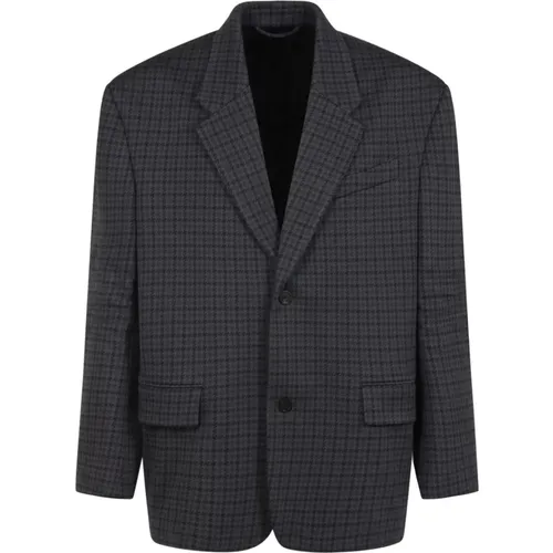 Grey Houndstooth Woven Jacket , male, Sizes: S - Balenciaga - Modalova