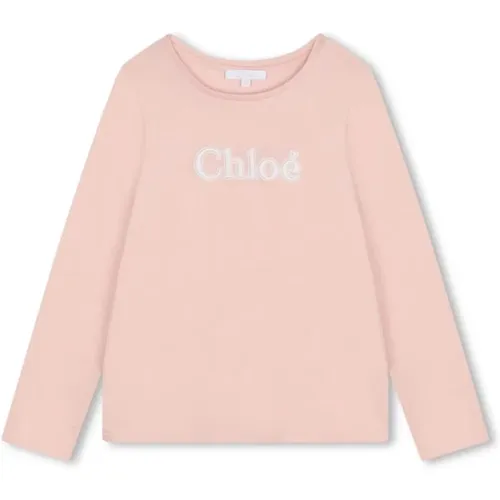 Pastellrosa besticktes T-Shirt - Chloé - Modalova