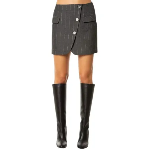 Graphite Melange Mini Skirt with Asymmetric Cut , female, Sizes: S - Simona Corsellini - Modalova