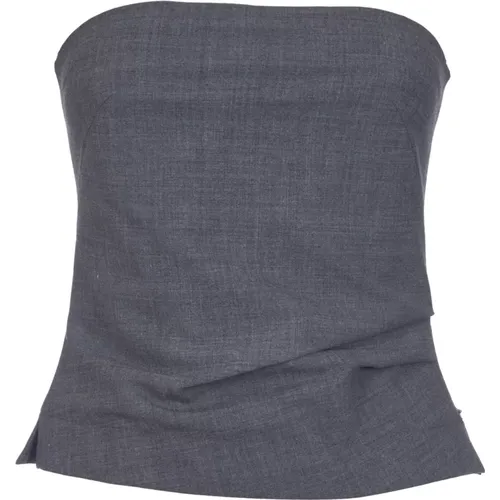 Sleeveless Grey Top with Pleats , female, Sizes: M, S - Ottod'Ame - Modalova