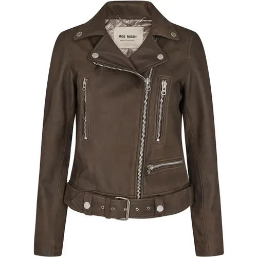 Cool Leather Jacket with Asymmetrical Zipper , female, Sizes: L - MOS MOSH - Modalova