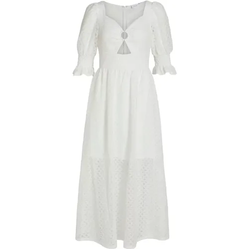 Weiße V-Ausschnitt Kurzarm Kleid - Vila - Modalova